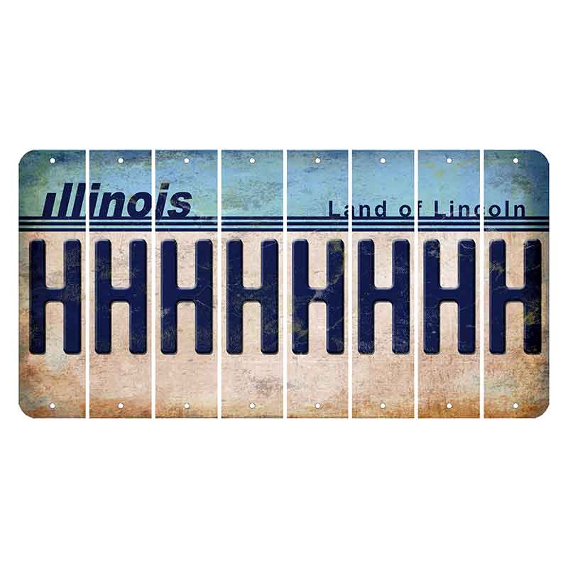 Illinois Light Blue Cut License Plate Strips (Set of 8) H