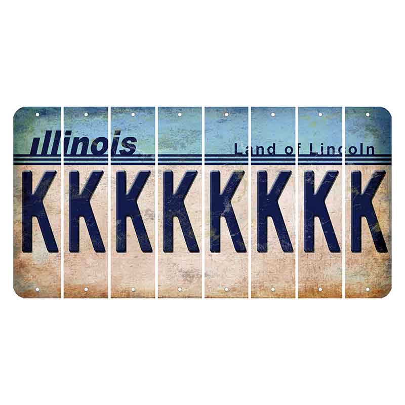 Illinois Light Blue Cut License Plate Strips (Set of 8) K