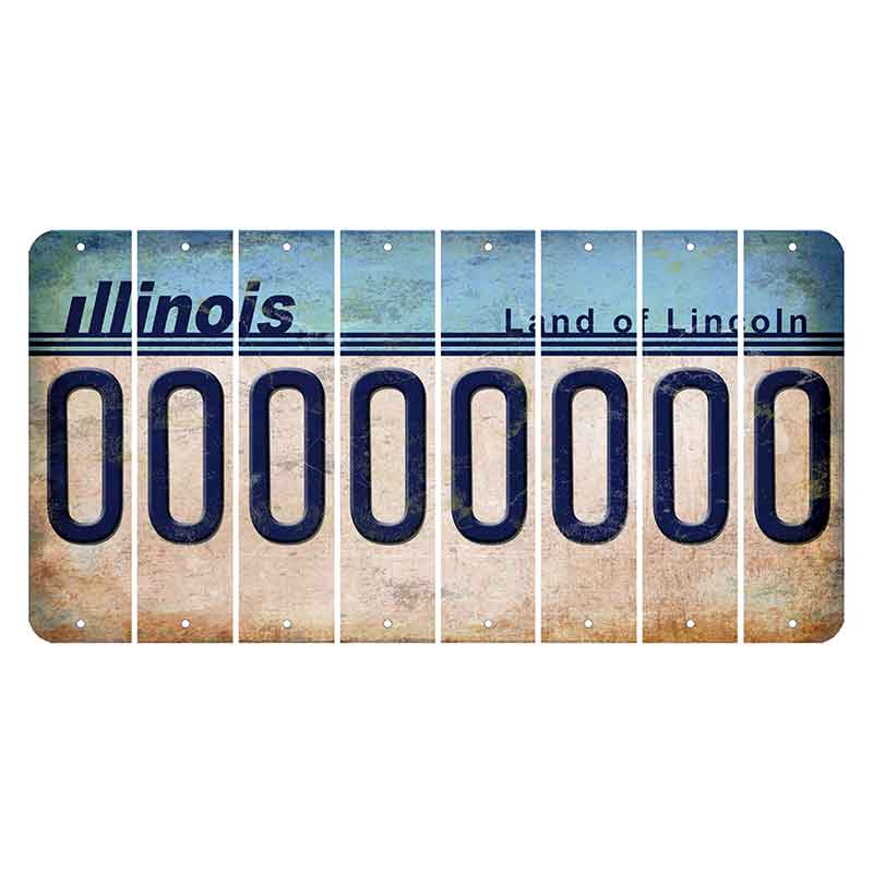 Illinois Light Blue Cut License Plate Strips (Set of 8) O