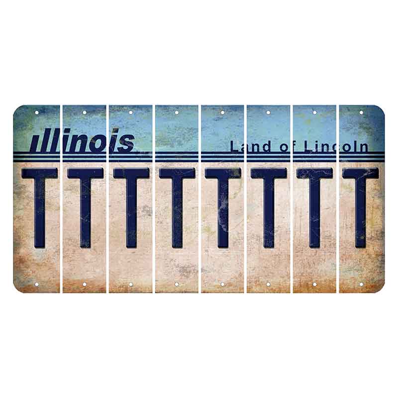 Illinois Light Blue Cut License Plate Strips (Set of 8) T