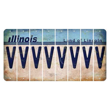 Illinois Light Blue Cut License Plate Strips (Set of 8) V