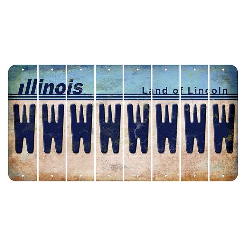 Illinois Light Blue Cut License Plate Strips (Set of 8) W