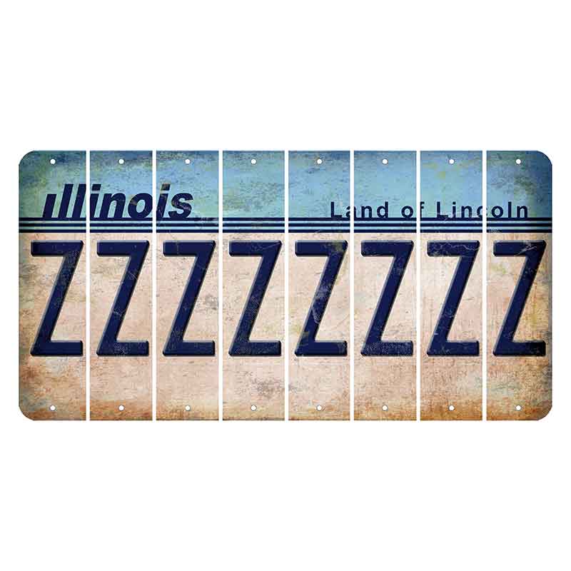 Illinois Light Blue Cut License Plate Strips (Set of 8) Z