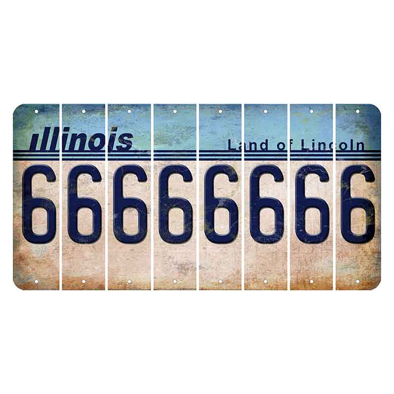 Illinois Light Blue Cut License Plate Strips (Set of 8) 6