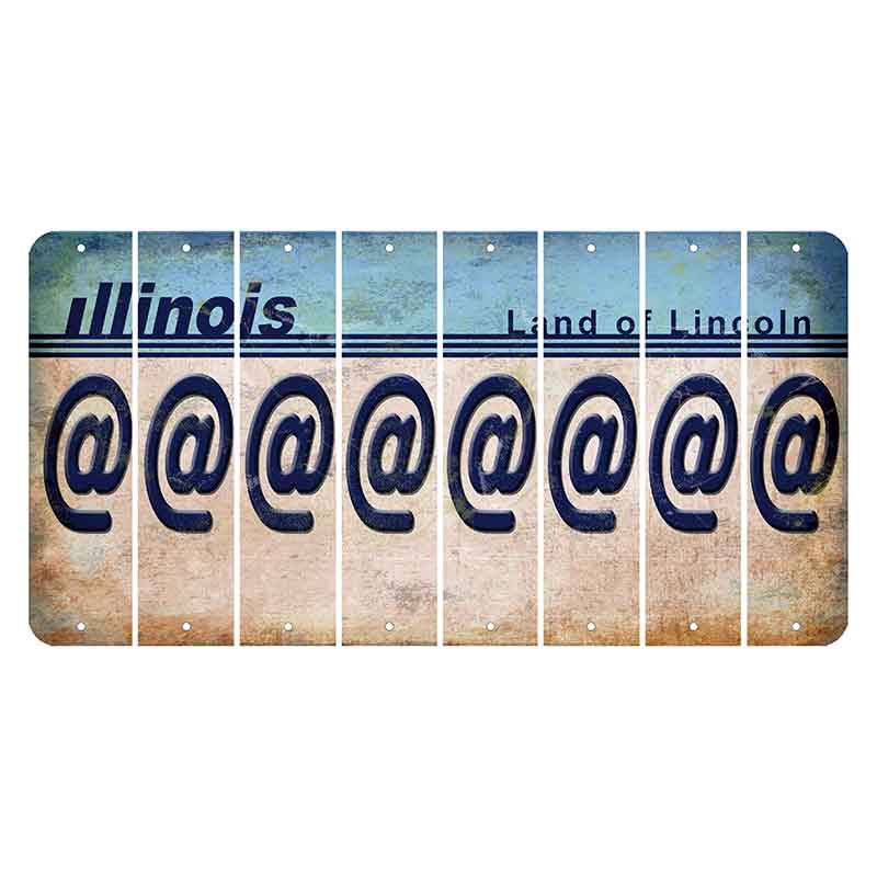 Illinois Light Blue Cut License Plate Strips (Set of 8) At Sign