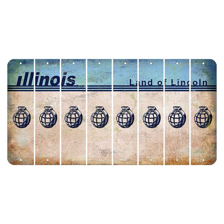 Illinois Light Blue Cut License Plate Strips (Set of 8) Grenade