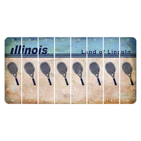 Illinois Light Blue Cut License Plate Strips (Set of 8) Tennis Racket