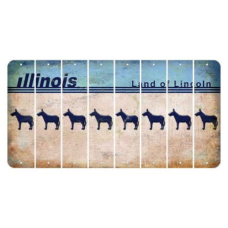 Illinois Light Blue Cut License Plate Strips (Set of 8) Donkey