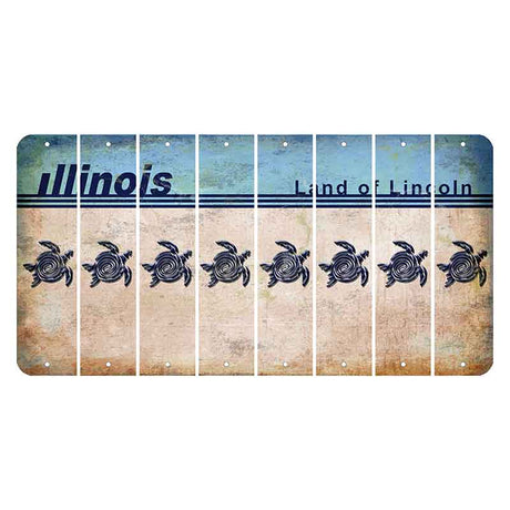 Illinois Light Blue Cut License Plate Strips (Set of 8) Sea Turtle