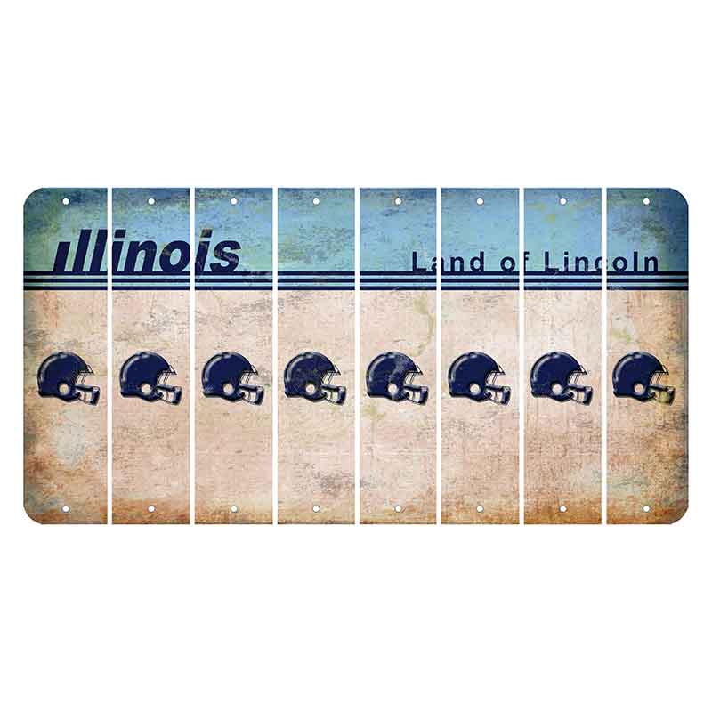 Illinois Light Blue Cut License Plate Strips (Set of 8) Football Helmet