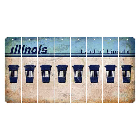 Illinois Light Blue Cut License Plate Strips (Set of 8) Latte