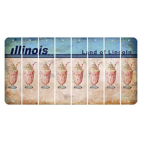Illinois Light Blue Cut License Plate Strips (Set of 8) Milkshake