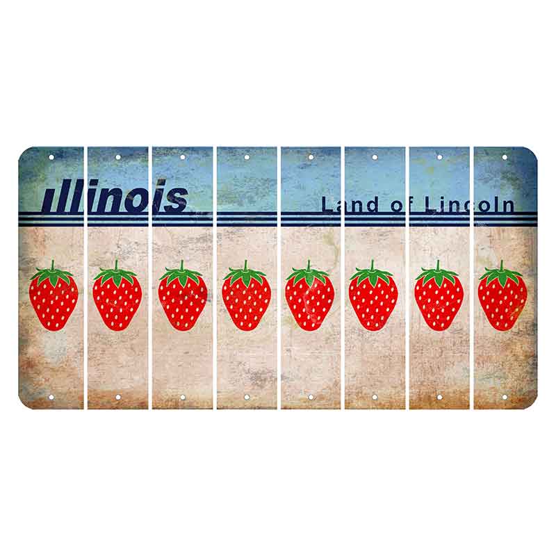 Illinois Light Blue Cut License Plate Strips (Set of 8) Strawberry