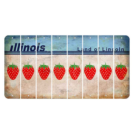 Illinois Light Blue Cut License Plate Strips (Set of 8) Strawberry