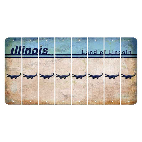 Illinois Light Blue Cut License Plate Strips (Set of 8) Alligator