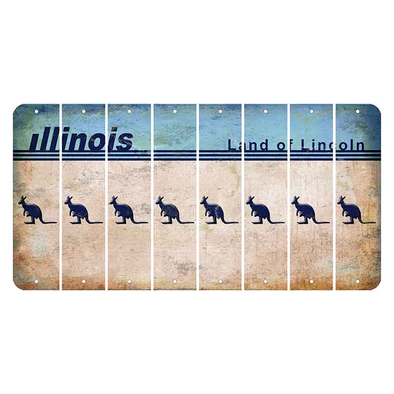 Illinois Light Blue Cut License Plate Strips (Set of 8) Kangaroo