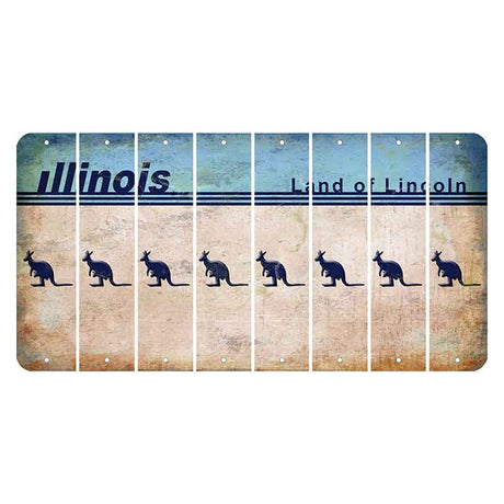 Illinois Light Blue Cut License Plate Strips (Set of 8) Kangaroo