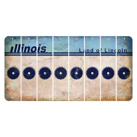 Illinois Light Blue Cut License Plate Strips (Set of 8) Saw Blade