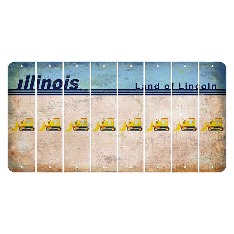 Illinois Light Blue Cut License Plate Strips (Set of 8) Dozer