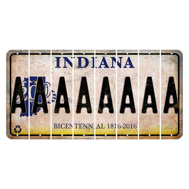 Indiana Bicentennial Cut License Plate Strips (Set of 8) A