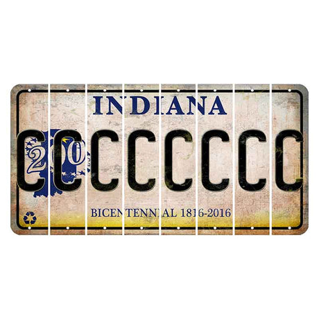 Indiana Bicentennial Cut License Plate Strips (Set of 8) C
