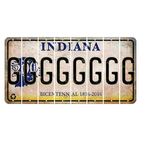 Indiana Bicentennial Cut License Plate Strips (Set of 8) G