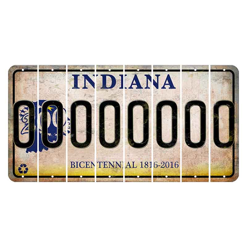 Indiana Bicentennial Cut License Plate Strips (Set of 8) O