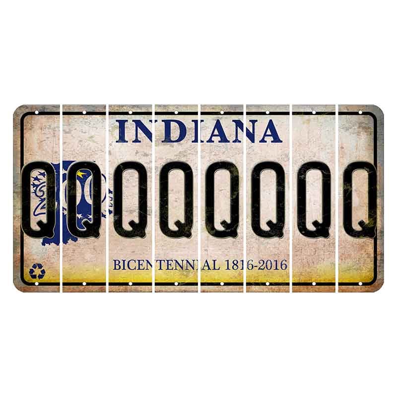 Indiana Bicentennial Cut License Plate Strips (Set of 8) Q