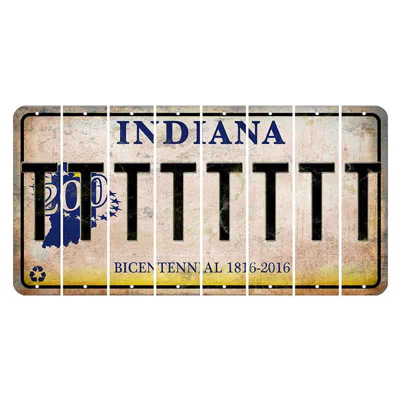 Indiana Bicentennial Cut License Plate Strips (Set of 8) T