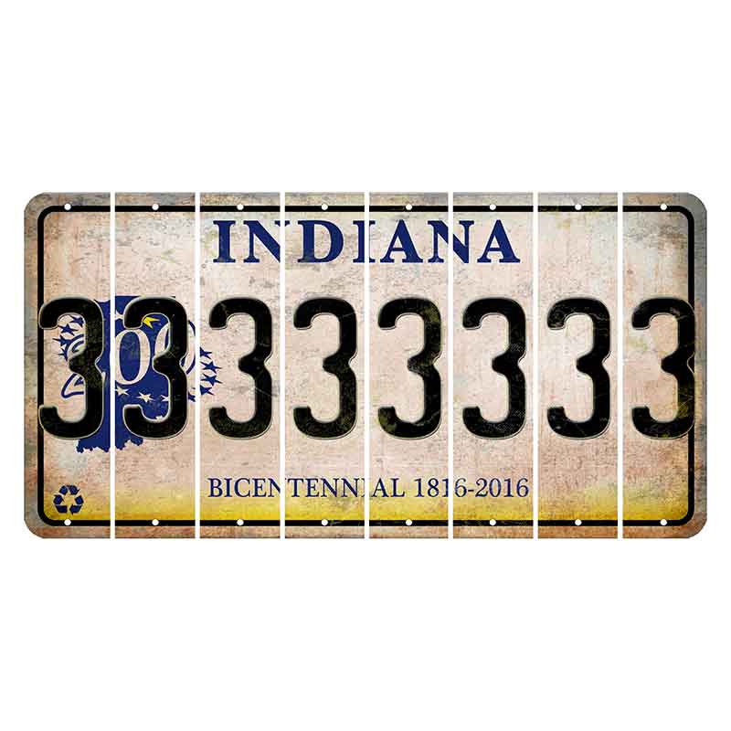 Indiana Bicentennial Cut License Plate Strips (Set of 8) 3