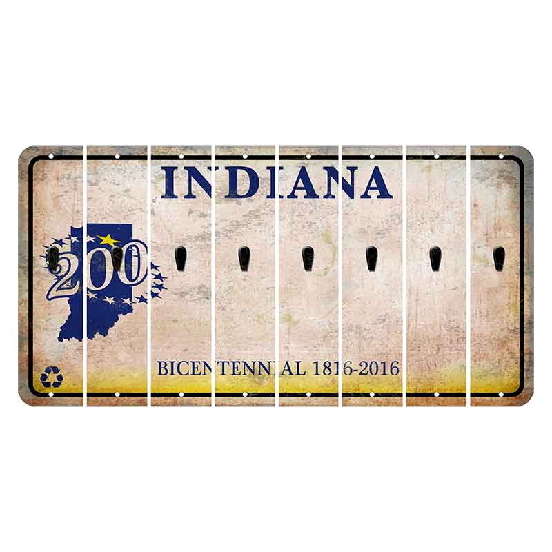 Indiana Bicentennial Cut License Plate Strips (Set of 8) Apostrophe