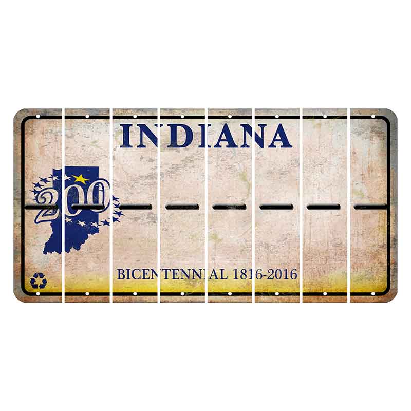 Indiana Bicentennial Cut License Plate Strips (Set of 8) Hyphen