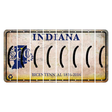 Indiana Bicentennial Cut License Plate Strips (Set of 8) Parenthesis - Left