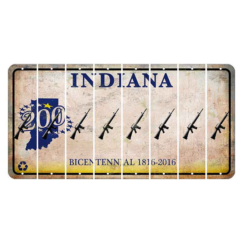 Indiana Bicentennial Cut License Plate Strips (Set of 8) Rifle