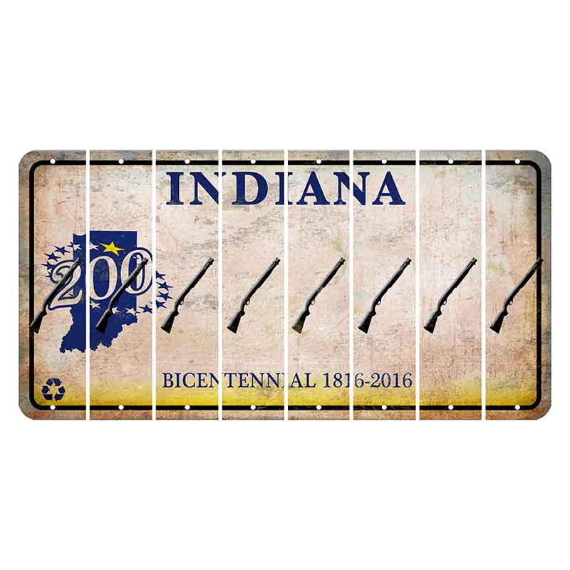 Indiana Bicentennial Cut License Plate Strips (Set of 8) Shotgun