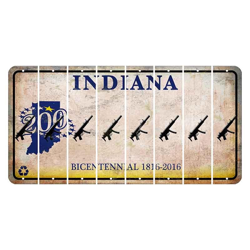 Indiana Bicentennial Cut License Plate Strips (Set of 8) Submachine Gun