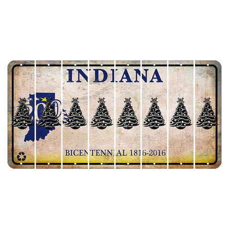Indiana Bicentennial Cut License Plate Strips (Set of 8) Christmas Tree
