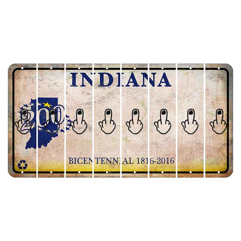 Indiana Bicentennial Cut License Plate Strips (Set of 8) Middle Finger