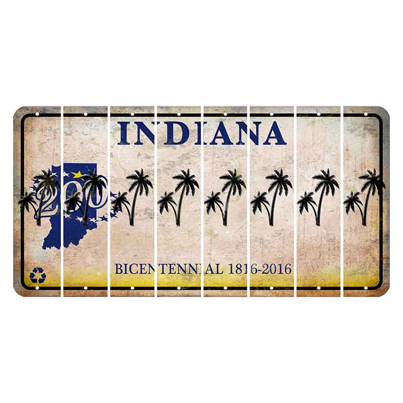 Indiana Bicentennial Cut License Plate Strips (Set of 8) Palm Trees