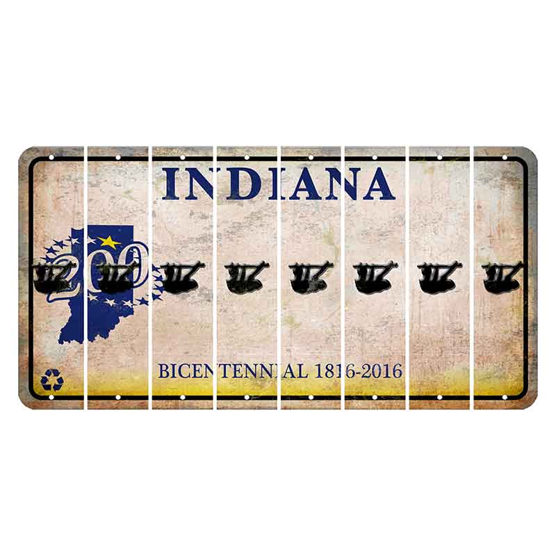 Indiana Bicentennial Cut License Plate Strips (Set of 8) Sloth