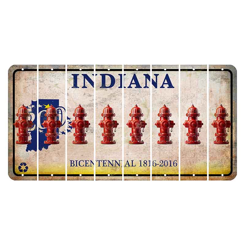 Indiana Bicentennial Cut License Plate Strips (Set of 8) Fire Hydrant