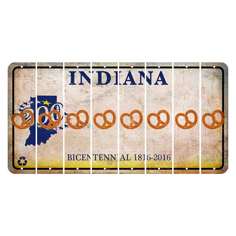 Indiana Bicentennial Cut License Plate Strips (Set of 8) Pretzel