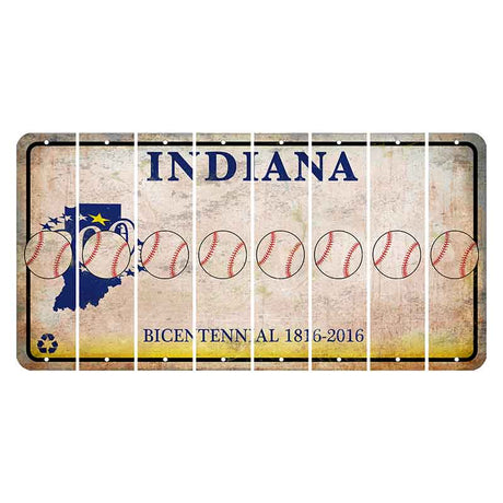 Indiana Bicentennial Cut License Plate Strips (Set of 8) Baseball