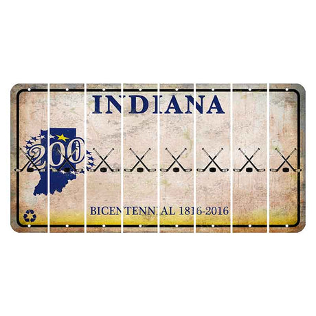 Indiana Bicentennial Cut License Plate Strips (Set of 8) Hockey