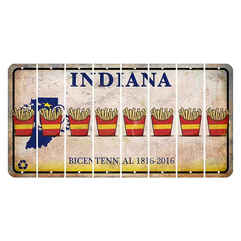 Indiana Bicentennial Cut License Plate Strips (Set of 8) French Fries
