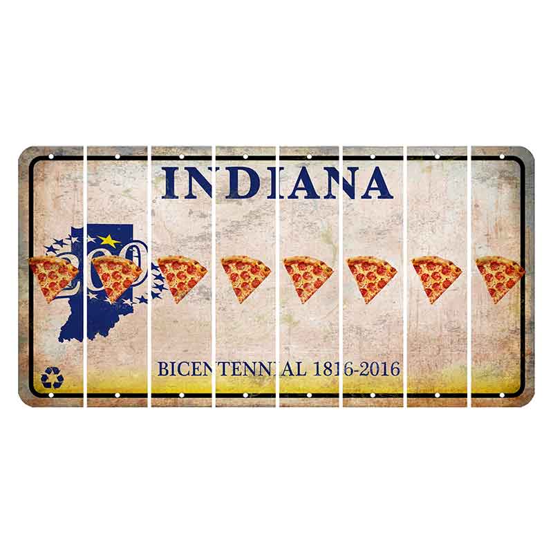Indiana Bicentennial Cut License Plate Strips (Set of 8) Pizza