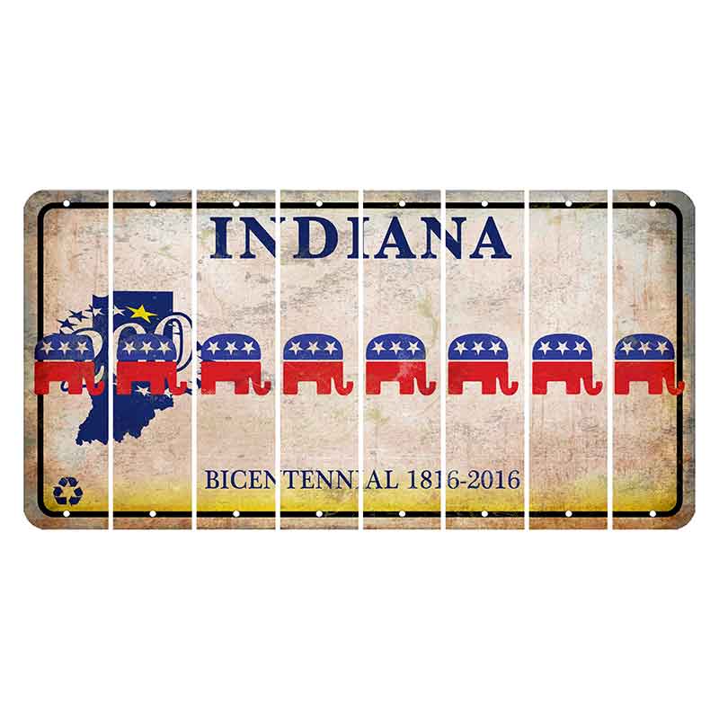 Indiana Bicentennial Cut License Plate Strips (Set of 8) Republican