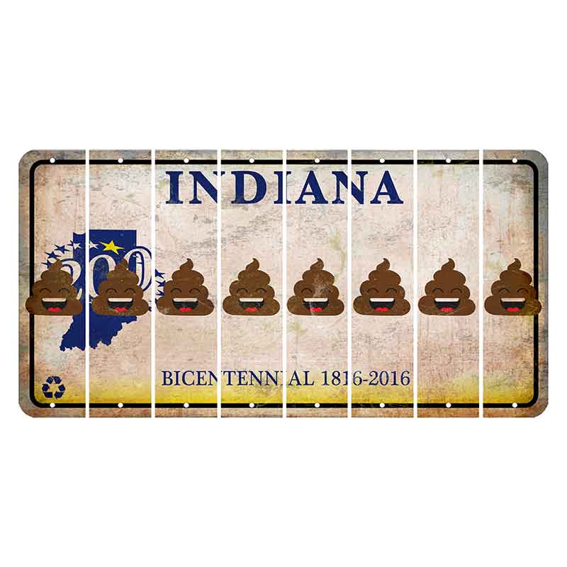 Indiana Bicentennial Cut License Plate Strips (Set of 8) Emoji - Poop