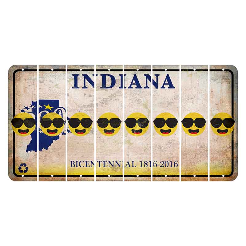 Indiana Bicentennial Cut License Plate Strips (Set of 8) Emoji - Shades