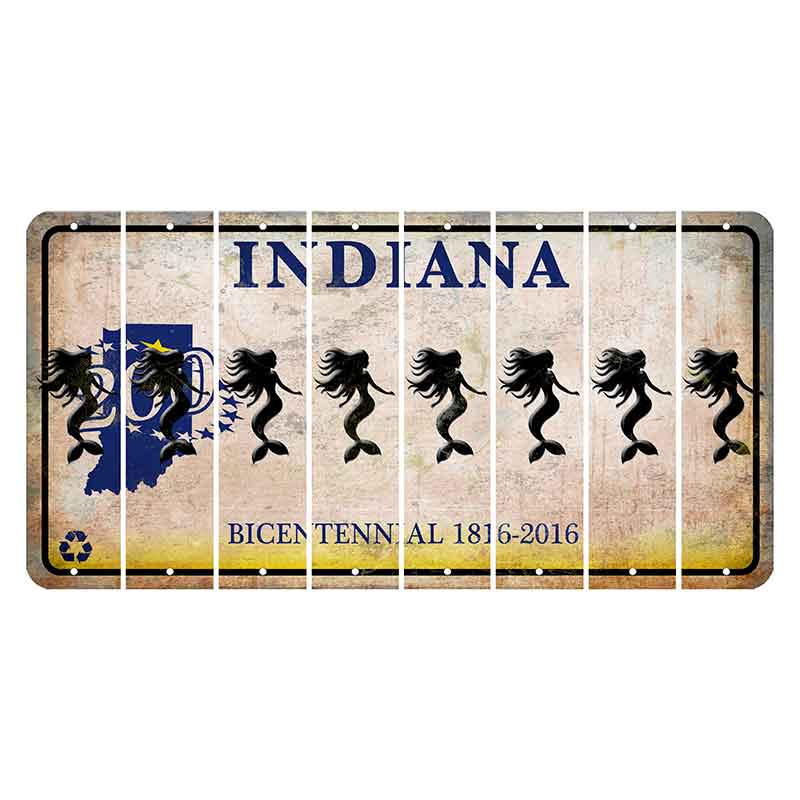 Indiana Bicentennial Cut License Plate Strips (Set of 8) Mermaid